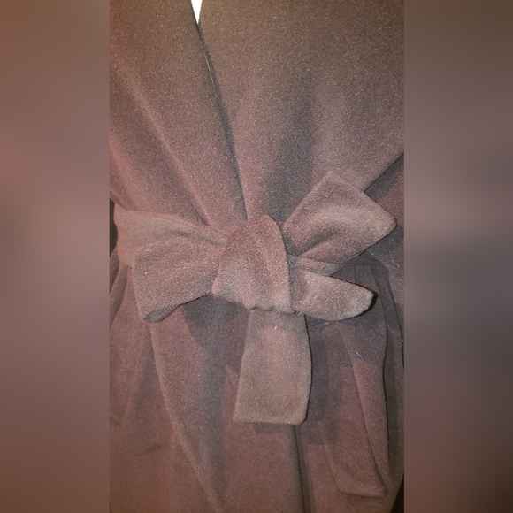 Vintage 100% cashmere rich chocolate brown wraparound huge collar 2XL maxi coat - Picture 3 of 16
